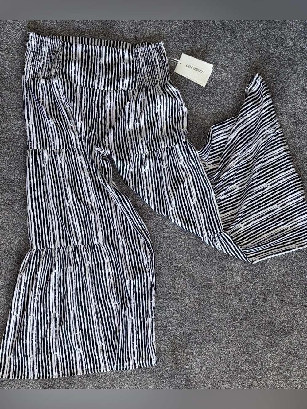 Coco Bleu- Palazzo/Boho Wide-Leg Tiered Pants - Black & White * NWT * MED.